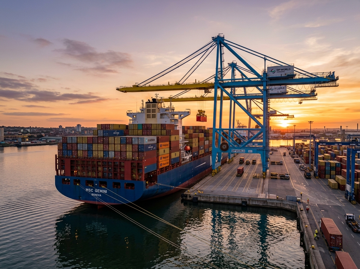 International Cargo Ship at Container Port Terminal