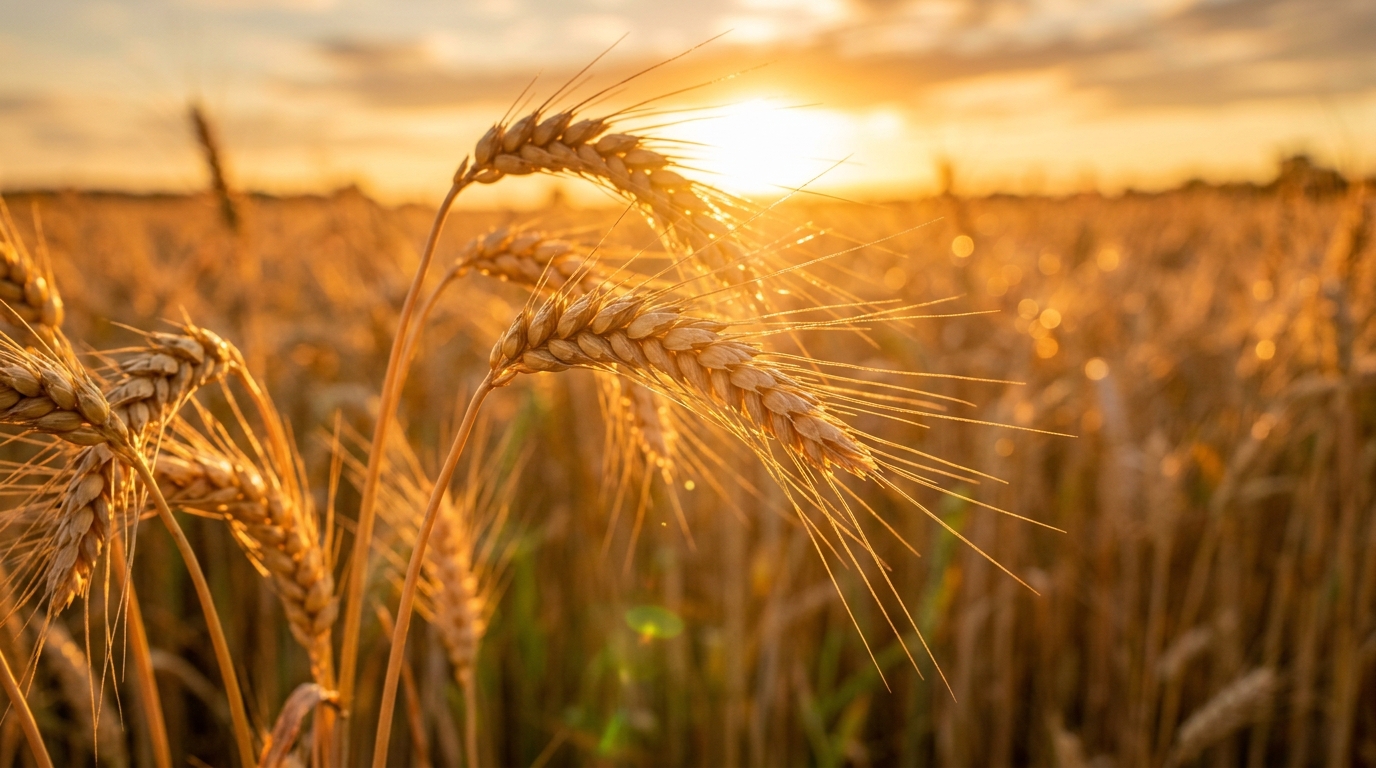 Golden Ripe Wheat Field at Sunset